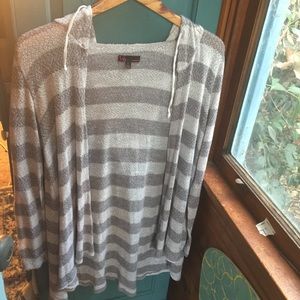 XS Grey Striped Hooded Cardigan FREE W/ ORDER